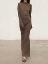OUDE WAAG 25 Fall/Winter Asymmetrical Neck Wool Knit Dress OW-OW-25AW-KD05W1BR430-HZ Gray Brown